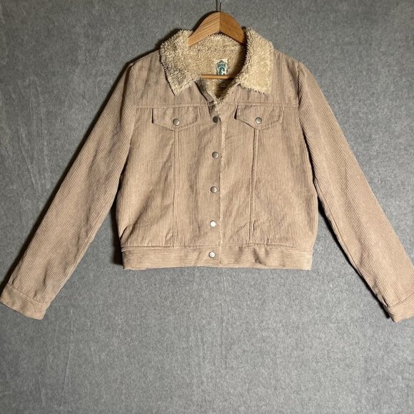 Rockin' C Jacket Large Beige Brown Corduroy Barn Chore Western Cowgirl Short - Picture 1 of 13